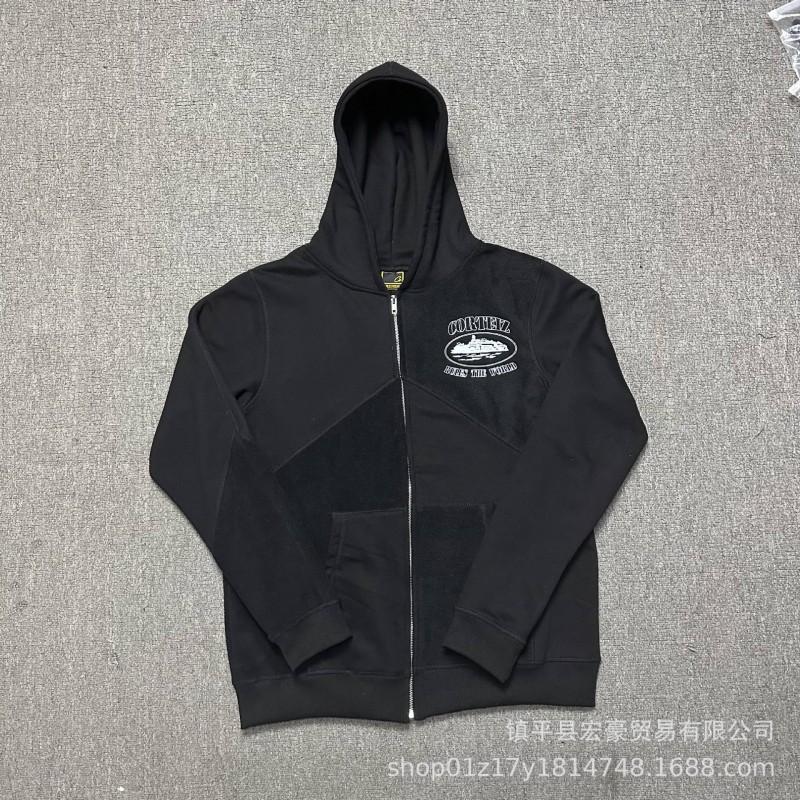 Mens Hooded Zip-Up Sweatshirt Loose Jogger Pants Set Cotton Casual Sportswear Outfit Daily Wear