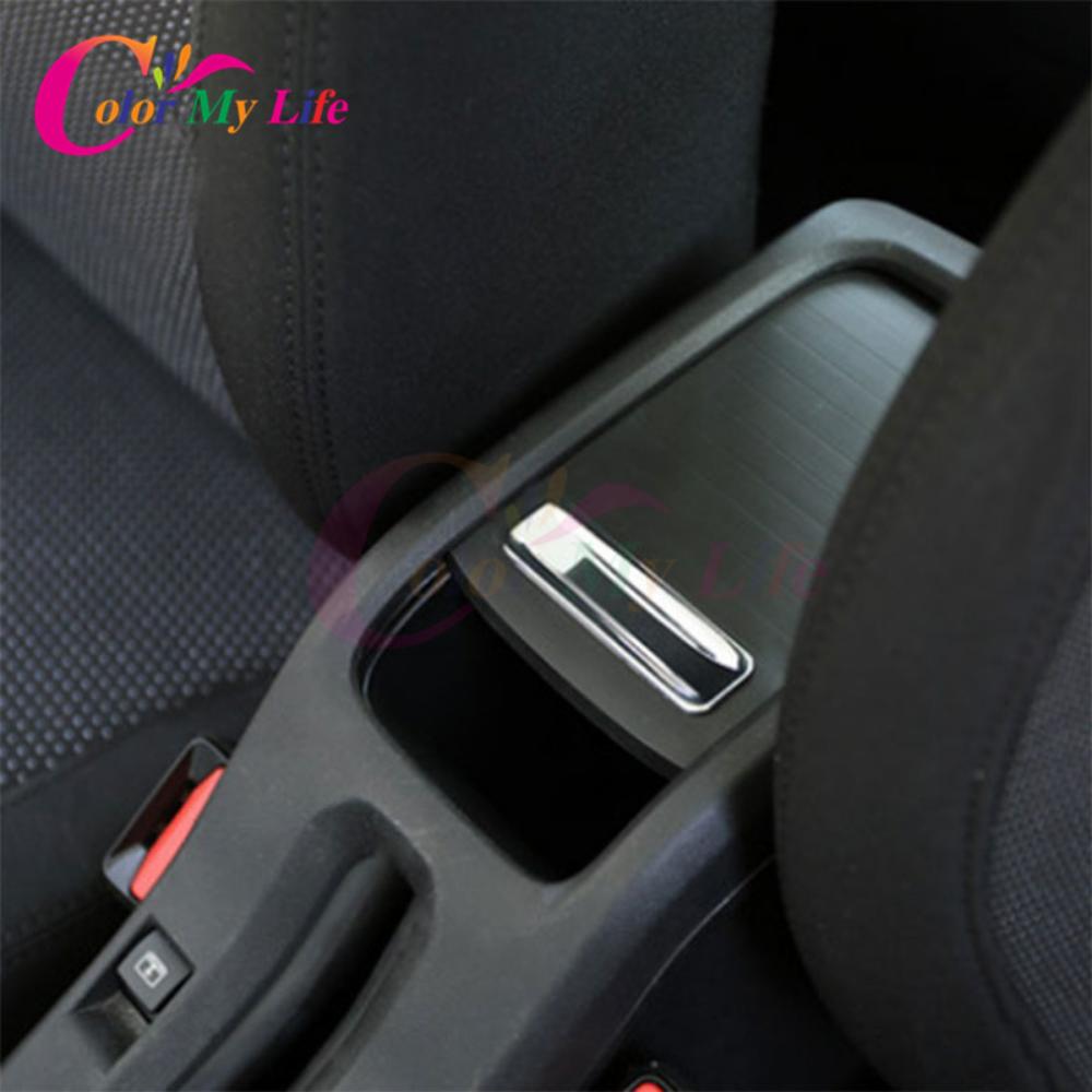 ABS Chrome Car Armrest Storage Box Decorative Panel Trim Sequin Sticker for Peugeot 2008 2014 - 2017