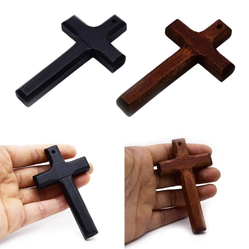 5pcs Wood Cross Pendant Charm Hangable Charm Ornament Decoration Crafts for Home Church Praying Meditation Charm Gift