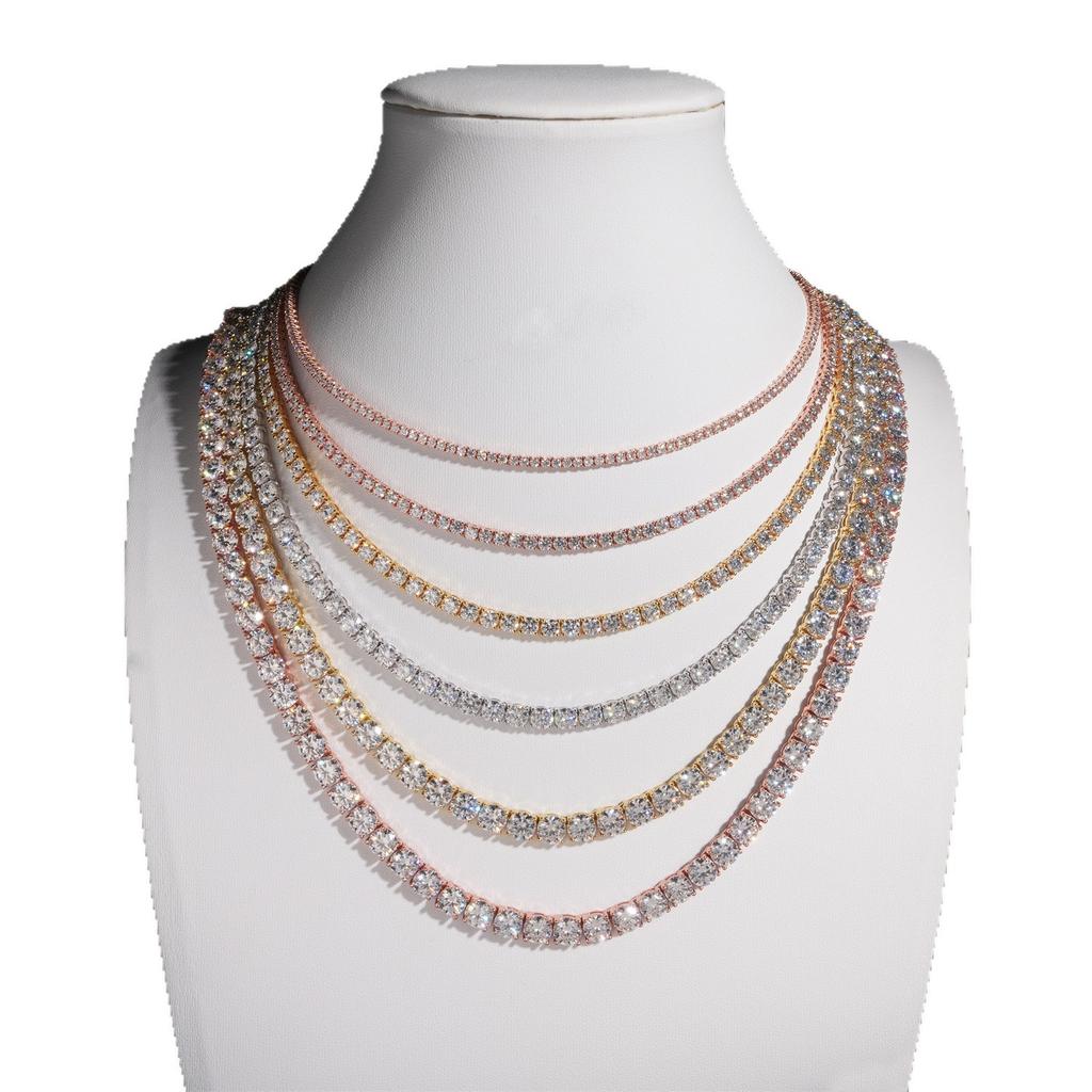 Certifikovaný moissanitový tenisový náhrdelník 3/4/5/6 mm Pevné stříbro 925 Diamantové tenisové náhrdelníky pro ženy Muže GRA