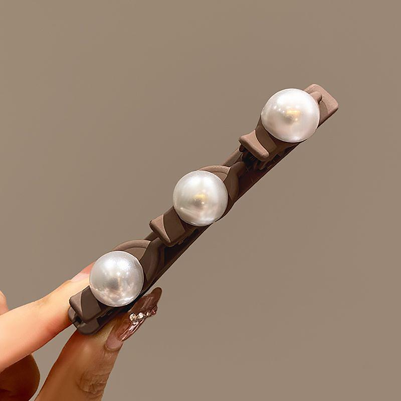 Nuovo fermaglio per capelli in raso con fiocco grande e perle in acrilico per donna, moda coreana, accessorio per capelli con forcina per capelli a cucchiaio con cerniera posteriore avanzata.