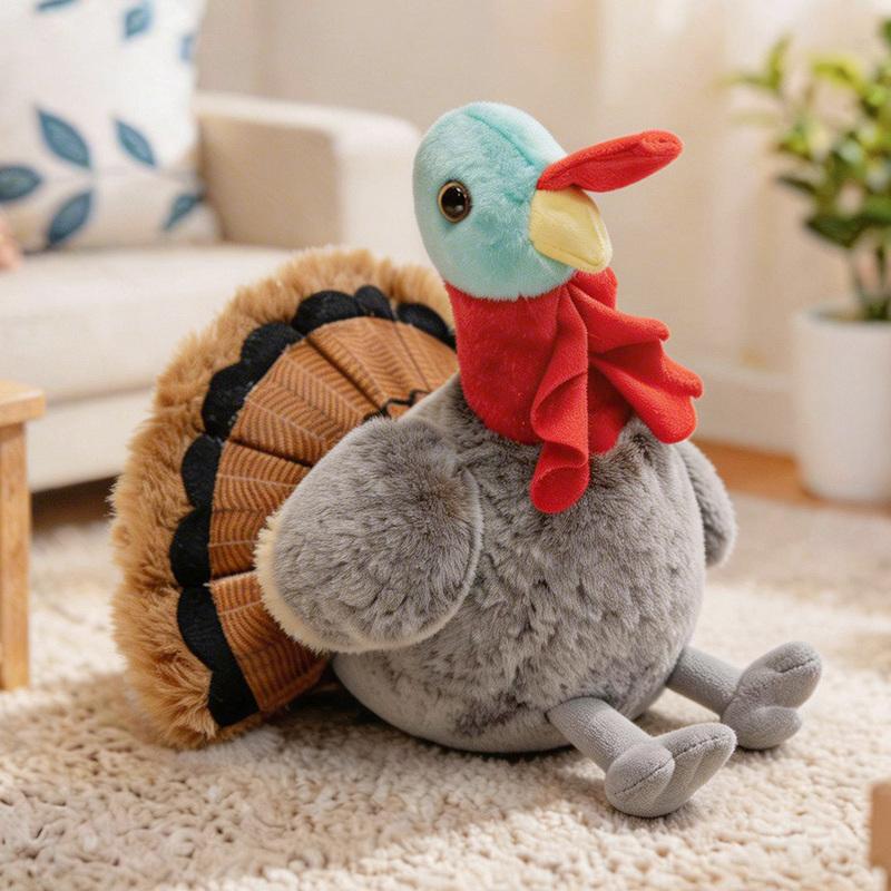 Gallo Gordo Gallina Pollo de Hueso Negro Animal de Simulación Esponjoso Aves de Corral Peluche Suave Realista Abrazable Almohada