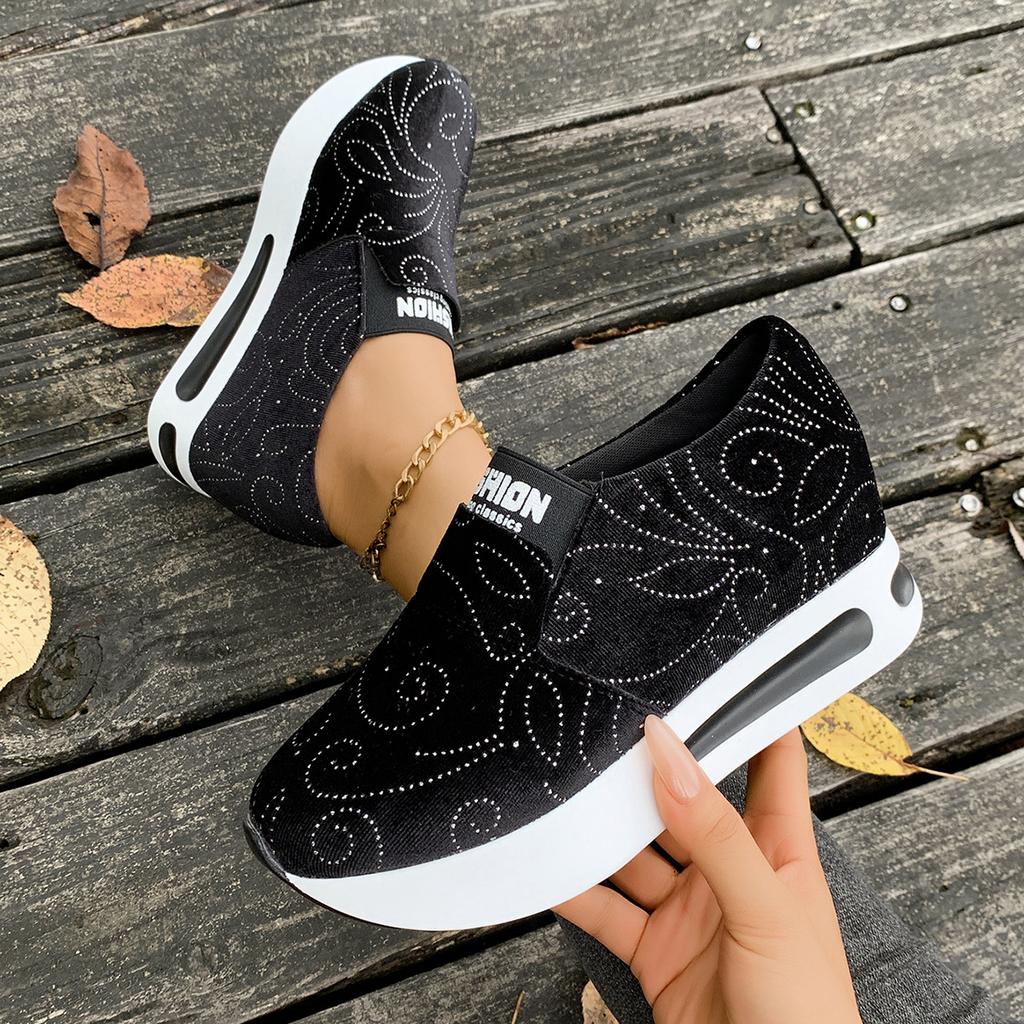 Large size sports single shoes women's spring new foot cover slope heel single shoes women's