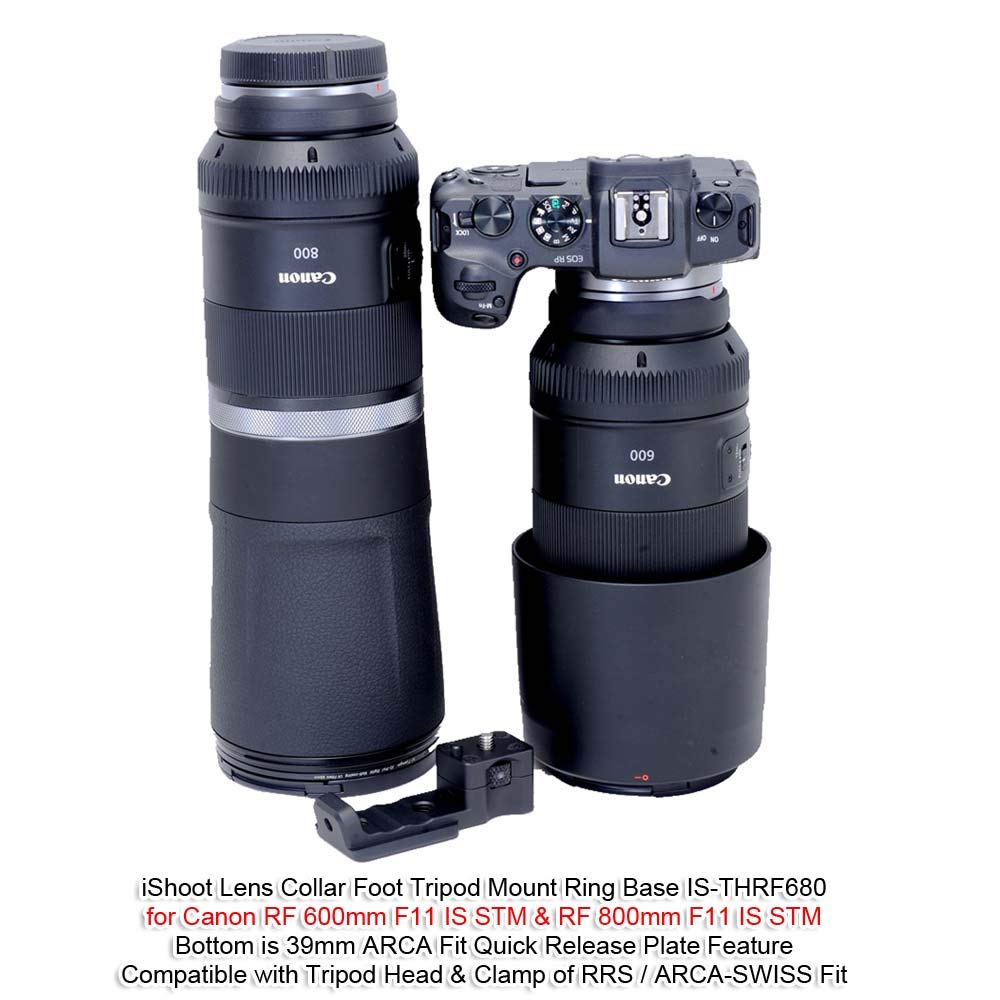 iShoot CNC Metal Lens Support Collar Camera Ring Tripod Mount Tripod Mount Ring Lens Bracket Collar Tripod Socket Compatible with Canon RF 600mm F11