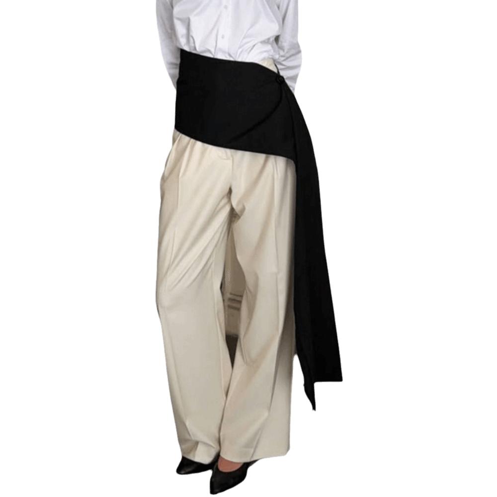 Black Wrap Skirt Overlay Asymmetrical Draped Waist Skirt New Tassel Scarf Jeans Decoration