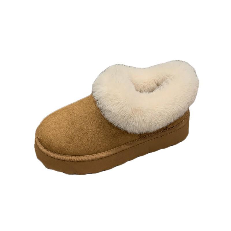 Women's Plus Velvet Indoor-Outdoor Warm Heel Cotton Snow Boots, Sizes 36-43, for Autumn and Winter.