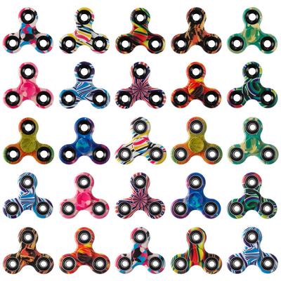 Camouflage Electroplated Three-Finger Spinner: Adult & Child Stress Relief Toy with UV Color Printing, EDC Rotating Educational Gadget.