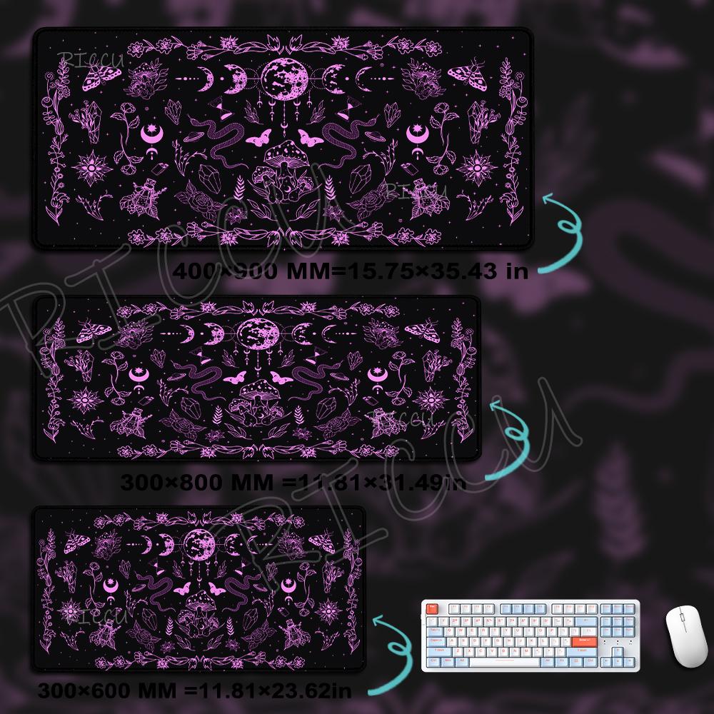 Schwarze Tarotkarten Schreibtischmatte Büro Mond Stern Mauspads Hexe Divination Schreibtischmatte Pilz Tischmatte Ästhetisches Großes Gaming-Mauspad