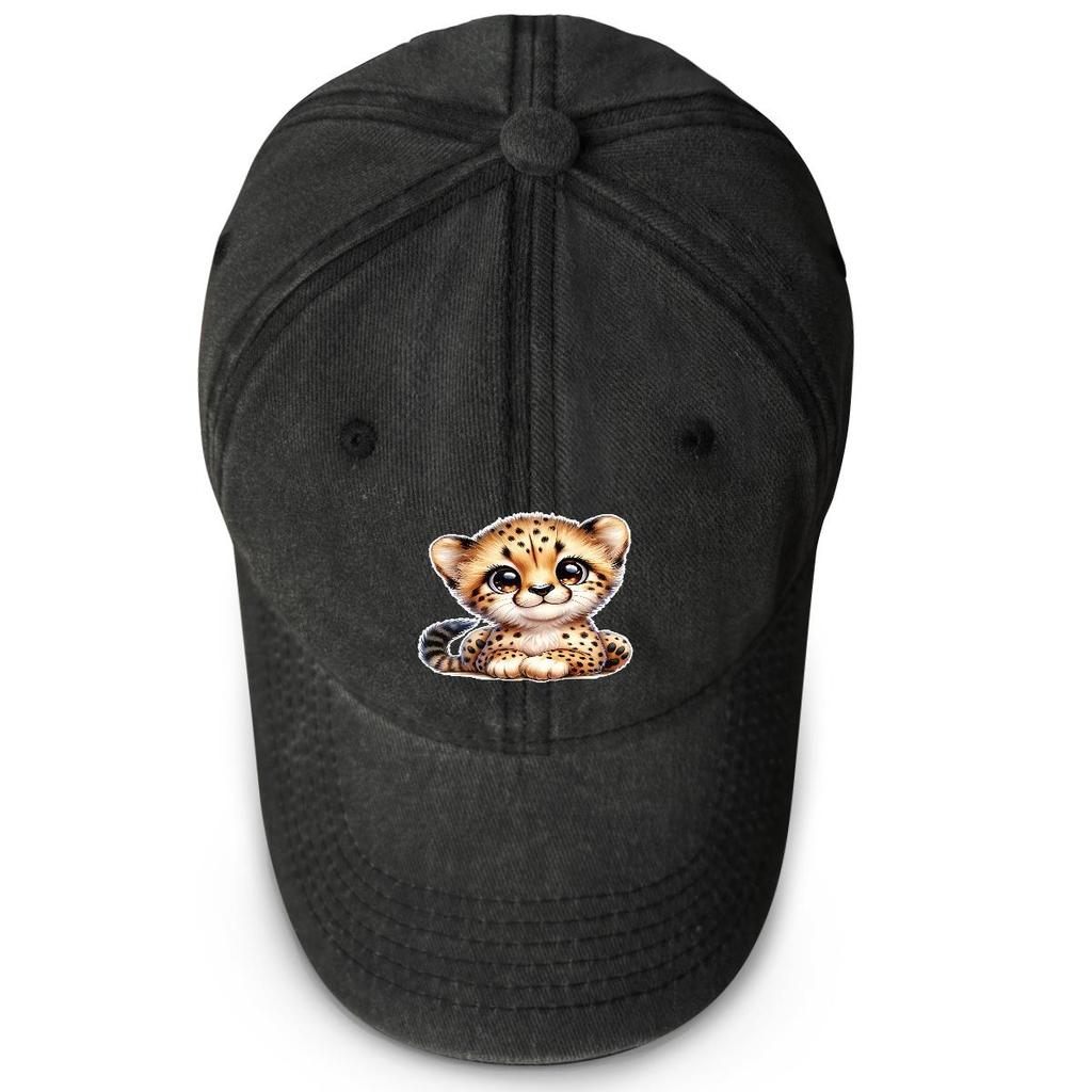 Leopard Print Snapback Sun Hat, Animal Mesh Hat Simple Adjustable Buckle Inelastic Retro Adjustable Baseball Cap
