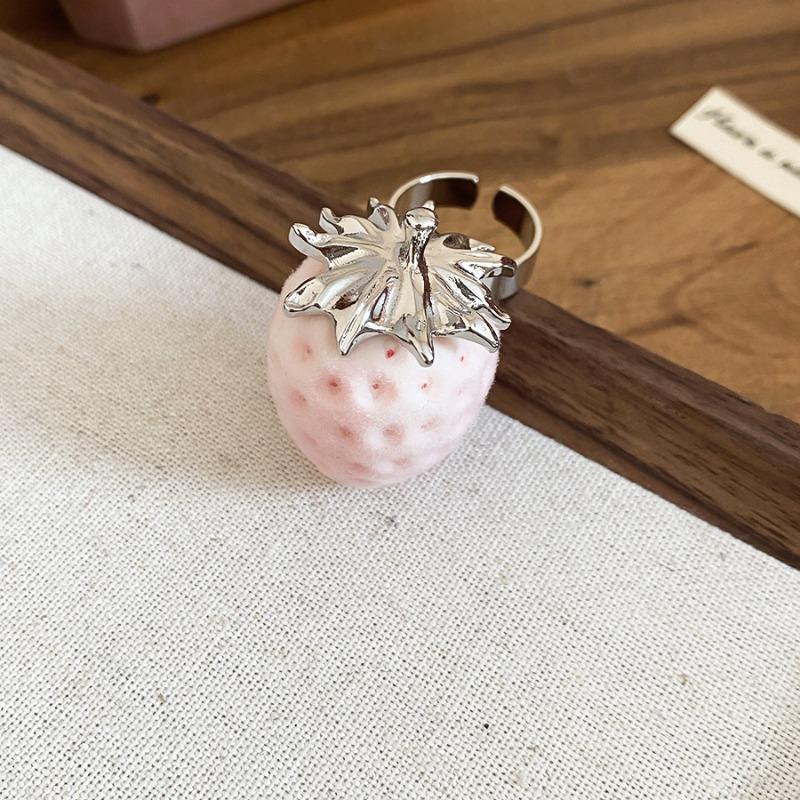 Mary Stainless steel zircon flocked strawberry earrings necklace sweetniche styleelegance jewelry suit