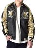 Aluje Satin Sukajan Jacket with Japanese Black Eagle Sizes for Fall and Spring Men's Pattern, Pattern, D7M/XL,