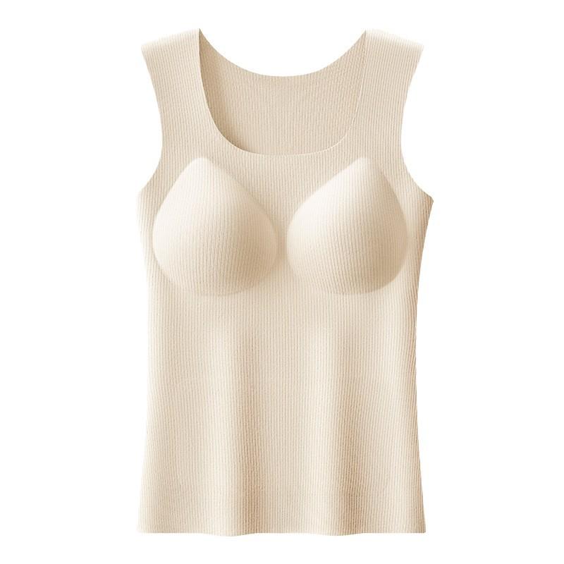 Women S Wide Shoulder Square Neck Thermal Vest With Built In Bra Cup