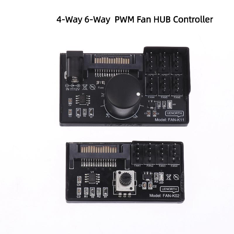 Pwm Fan Speed Controller Sata Dc Power On 4Pin Fan Governor Nas Server Fan Speed Regulator 4-Way 6-Way Pwm Fan Hub Control