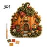 Stress Relief Creative Leisure 3D House Theme Fabric Punch Needle Kit for Beginners & Adults, Complete DIY Retro Aesthetic Room Decor Embroidery Kit,