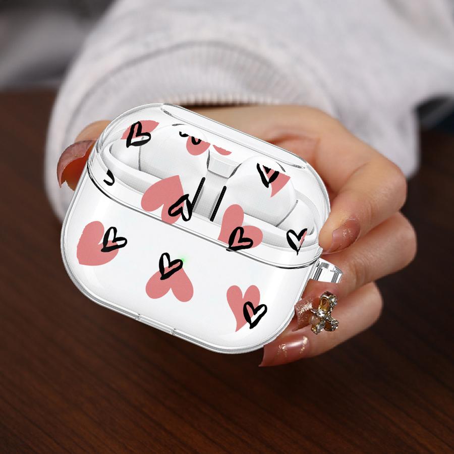Clear Earphone Cases Cover With Hook Case For Samsung Galaxy Buds 3 FE 2 4 Pro 2Pro 3Pro 4Pro Live Cute INS Pink Love Heart
