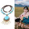 Alloy Bohemian Necklace Vintage Turquoise Long Necklace Fashion Bohemian Pendant Necklace  Girls