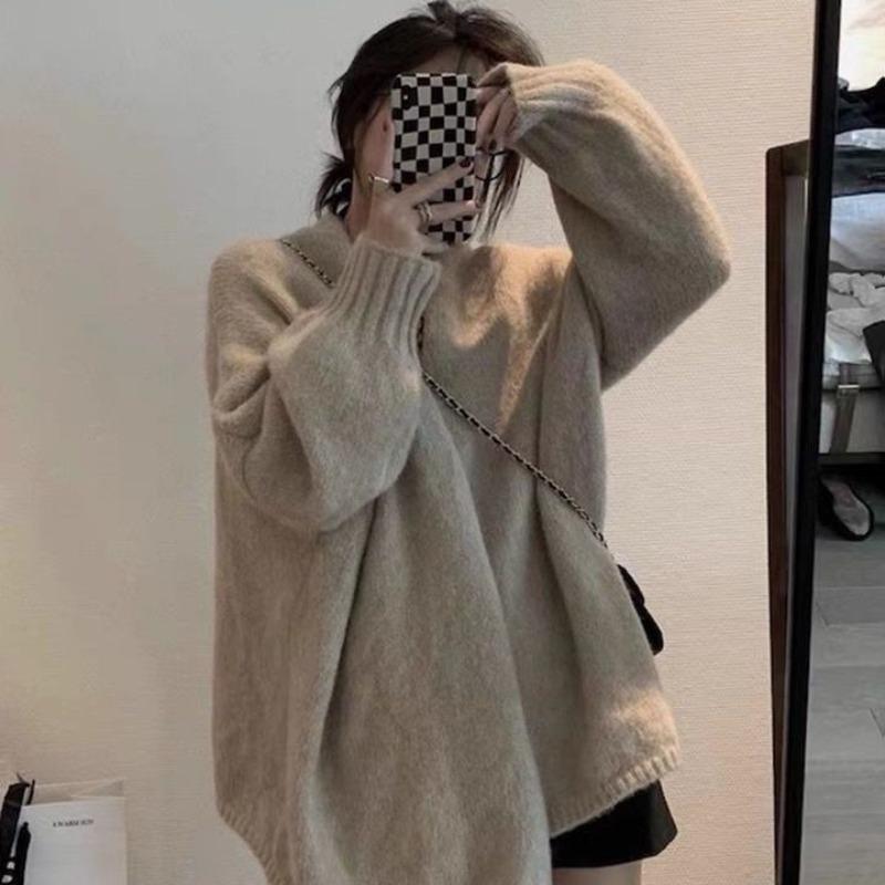 Pulover Palton tricotat Toamna/Iarna 2023 Versatil ediție coreeană Îmbrăcăminte blândă de lungime medie Pulover solid Cardigan pentru femei