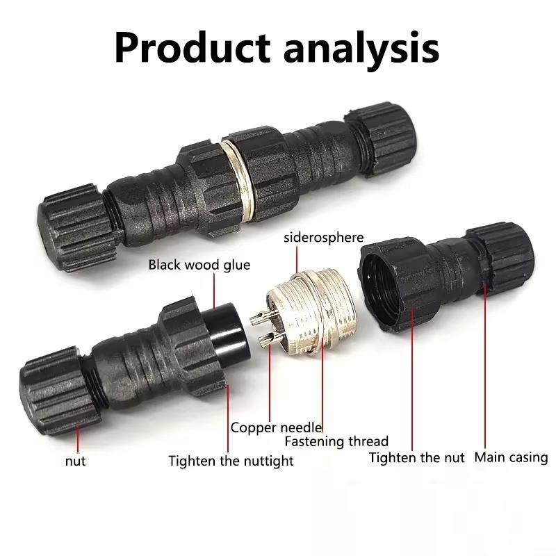5/20Sets GX16 Aviation Connector M16 Waterproof Back Nut Docking Male&Female Plug And Socket 2/3/4pin 5pin 6pin 7pin 8pin 9pin