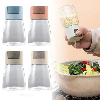1Pc 0.5g Household Kitchen Press Type Quantitative Air-Tight Clear Glass Kitchen Tools Salt Control Bottle Jar Seasoning Bottle