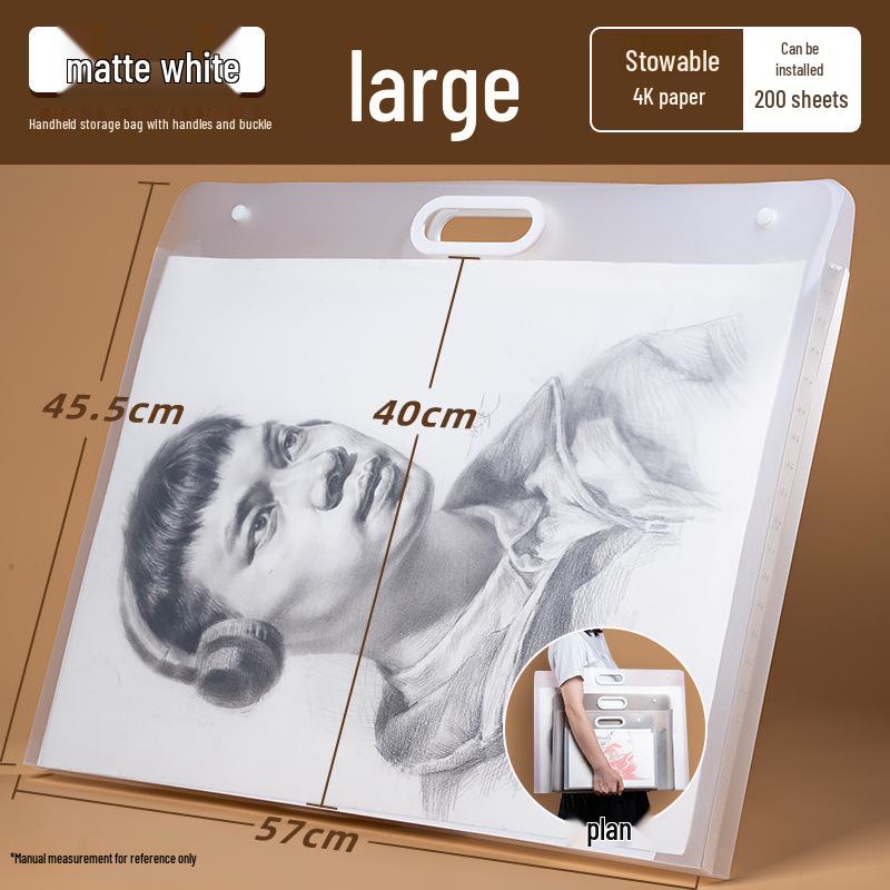 4K Frosted Art Portfolio: Student Handbag & Drawing Paper Storage Album 8K