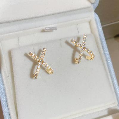 High-end Cross-earing Earrings for Women In Summer Niche X-shaped Earrings Design Simple Temperament Earrings