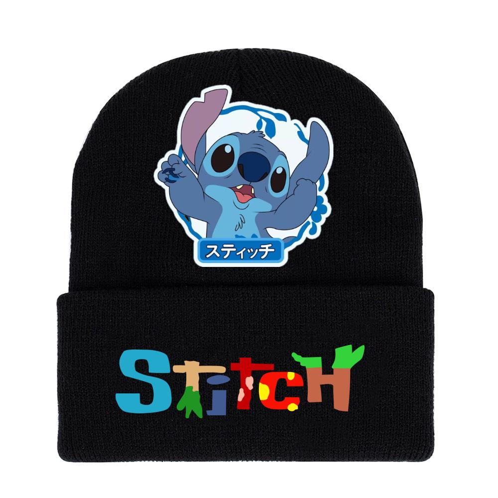 Lilo & Stitch Cartoon Print Knit Wool Hat for Men & Women - Warm Autumn/Winter Beanie
