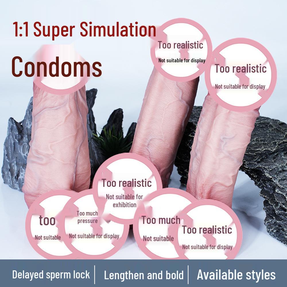 Men's Delay and Enlargement Silicone Dildo Sleeve Condom