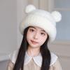 Bear Scarf Mask Integrated Hat Warm Lining Kids Balaclava Hat  Autumn and Winter