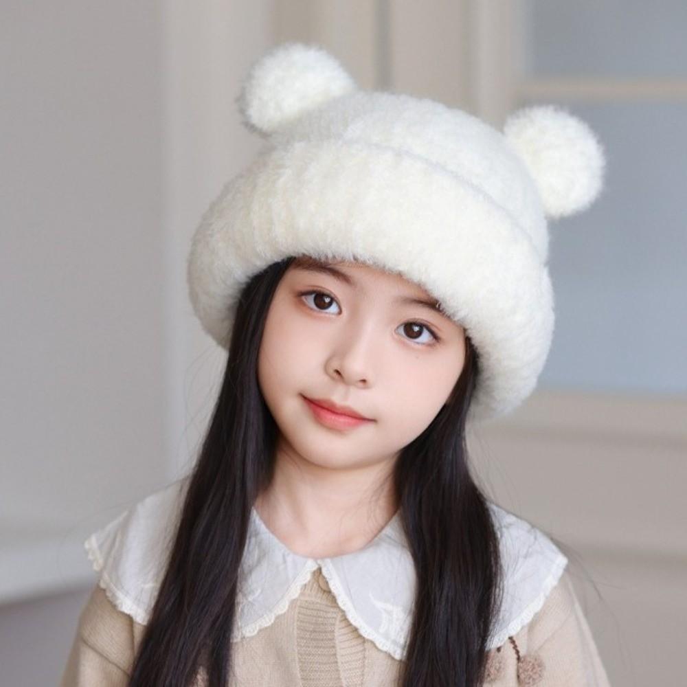 Bear Scarf Mask Integrated Hat Warm Lining Kids Balaclava Hat Autumn and Winter