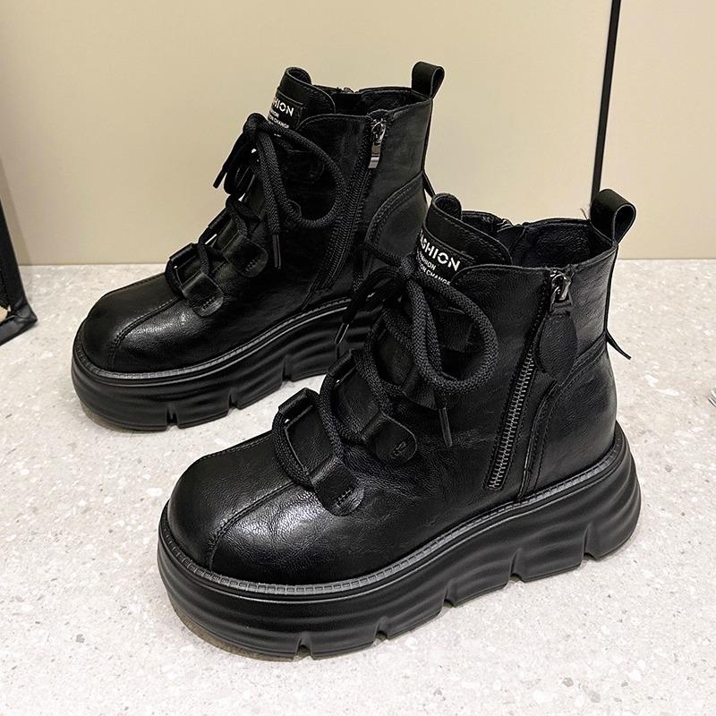 Inner heightening Martin boots for women's autumn and winter new thick-soled velvet cotton shoes and short boots for women