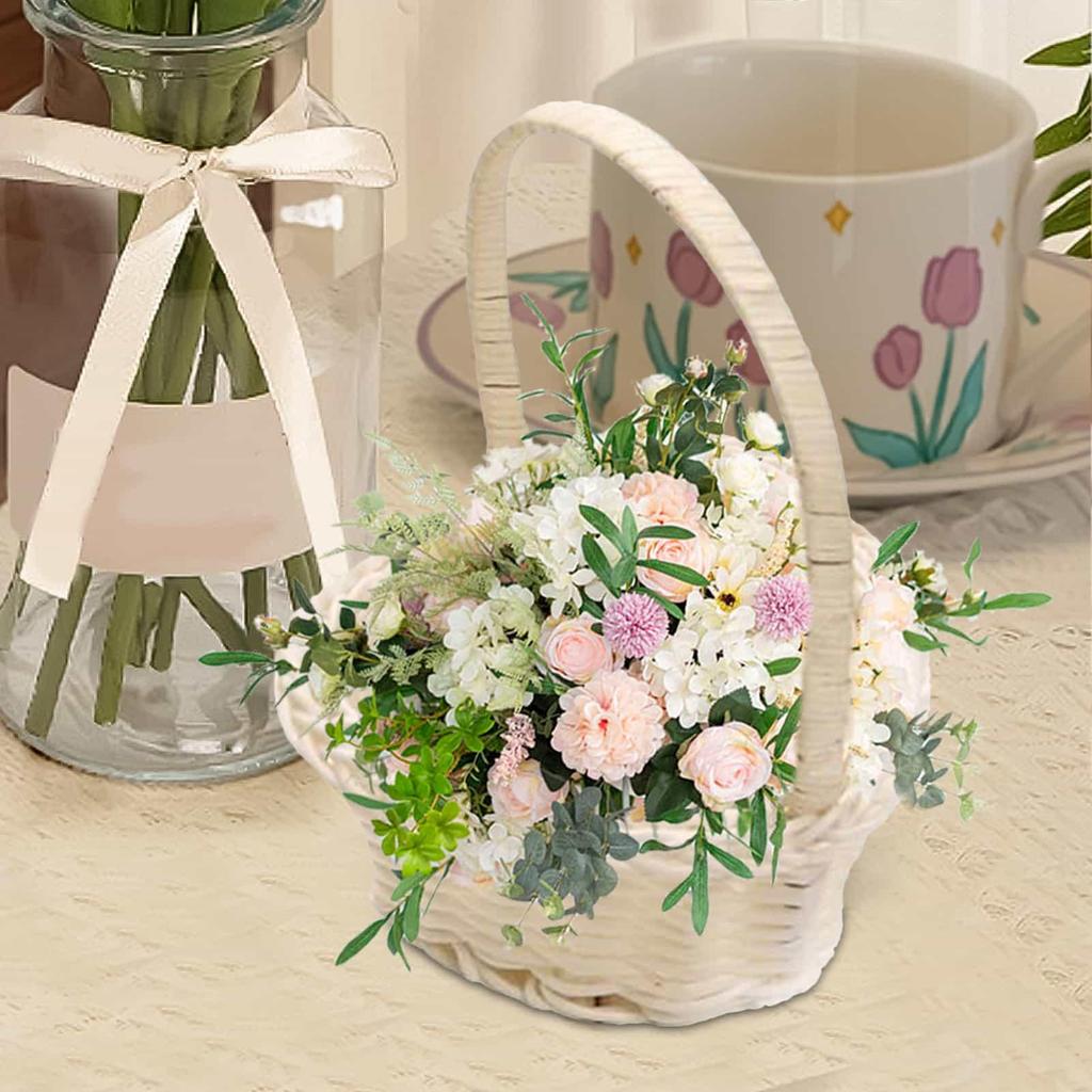 Mini Woven Flower Basket Rattan Storage Basket Flower Girl Hand Basket Handmade Flower Basket For Home Wedding Decor
