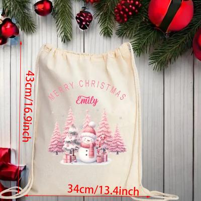Saco do Papai Noel Personalizado Árvore Rosa Saco do Papai Noel Saco de Entrega de Presentes de Natal Mochila com Cordão para Árvore de Natal Presente de Ano Novo