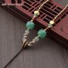 Four-Strand Braided Necklace Lanyard with Jadeite, White Agate, and Dongling Jade Pendant