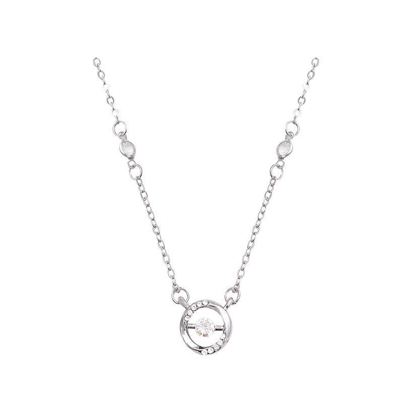 Elegant Zirconium Titanium Steel Necklace - Trendy Korean Style Round Clavicle Chain for Women