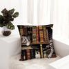Cat in Library Painting Pillow Case Plush Fabric Soft  Pillowcase Double Sided Print Cushion Cover Household Gifts