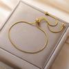 Teamer Stainless Steel Gold Color Adjustable Bead Bracelet for Women Girls Basic Minimalist Snake Chain Bracelets Jewelry Gift