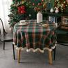 1PC LOZUJOJU Christmas Plaid Printed Tassel Edge Table Cloth Retro Party Decoration Table Cloth for Kitchen Dining Table Coffee Table Home Decor
