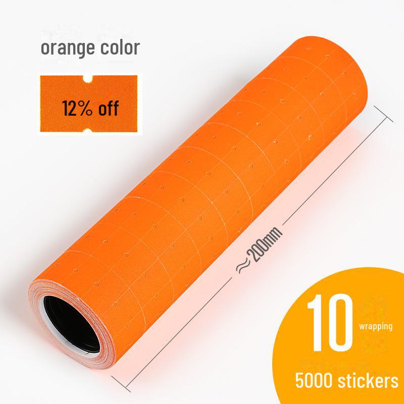 Fluorescent Single Row Price Tag Paper - 10 Rolls for Supermarket.