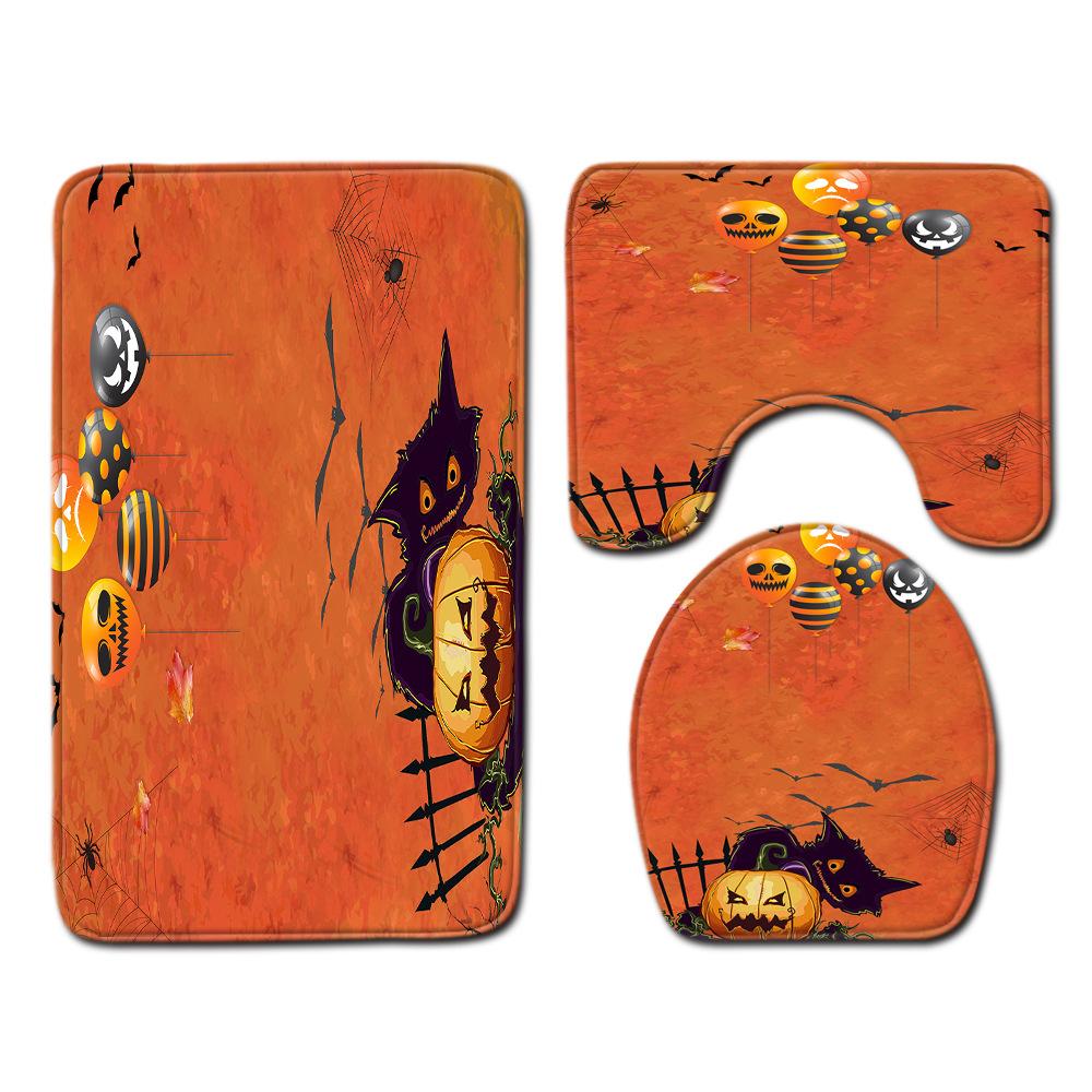 Halloween Toilet Three-Piece Floor Mat Bathroom Three-Piece Carpet Doormat