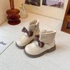 Children Ankle Boots  Autumn Comfortable Anti Slip Platform Girl Princess Shoes British Zipper Bow Children PU Leather Shoes