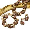 Court Style Retro Angola Red Stud Earrings Necklace Bracelet Set Design Advanced