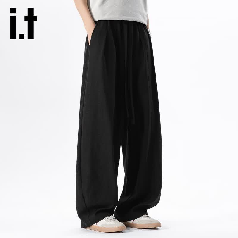 Izzueit Men s Old Money Style Wide-Leg Summer Casual Pants L