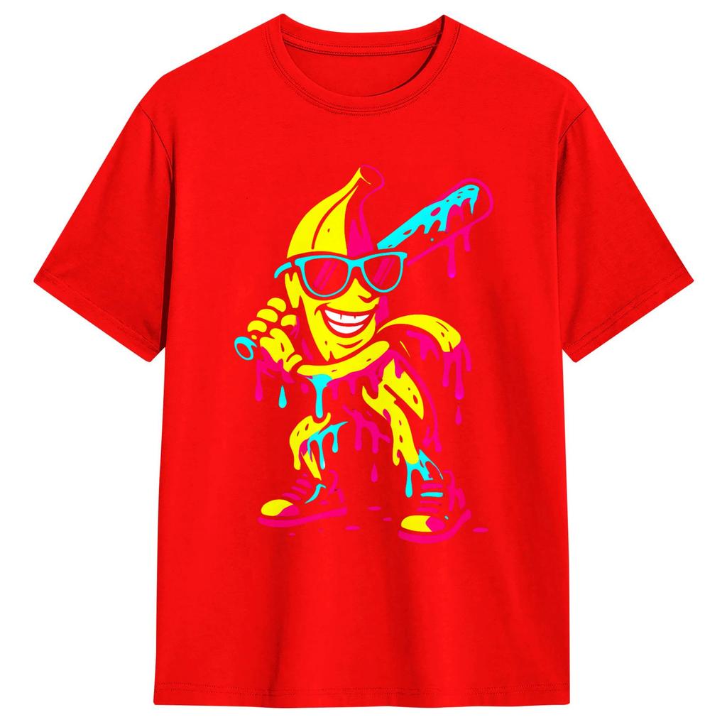 Banana Funny Ice Cream Drip TShirt Hipster TShirts Short Sleeve Funny Tops Summer Cotton Oversized Clothing