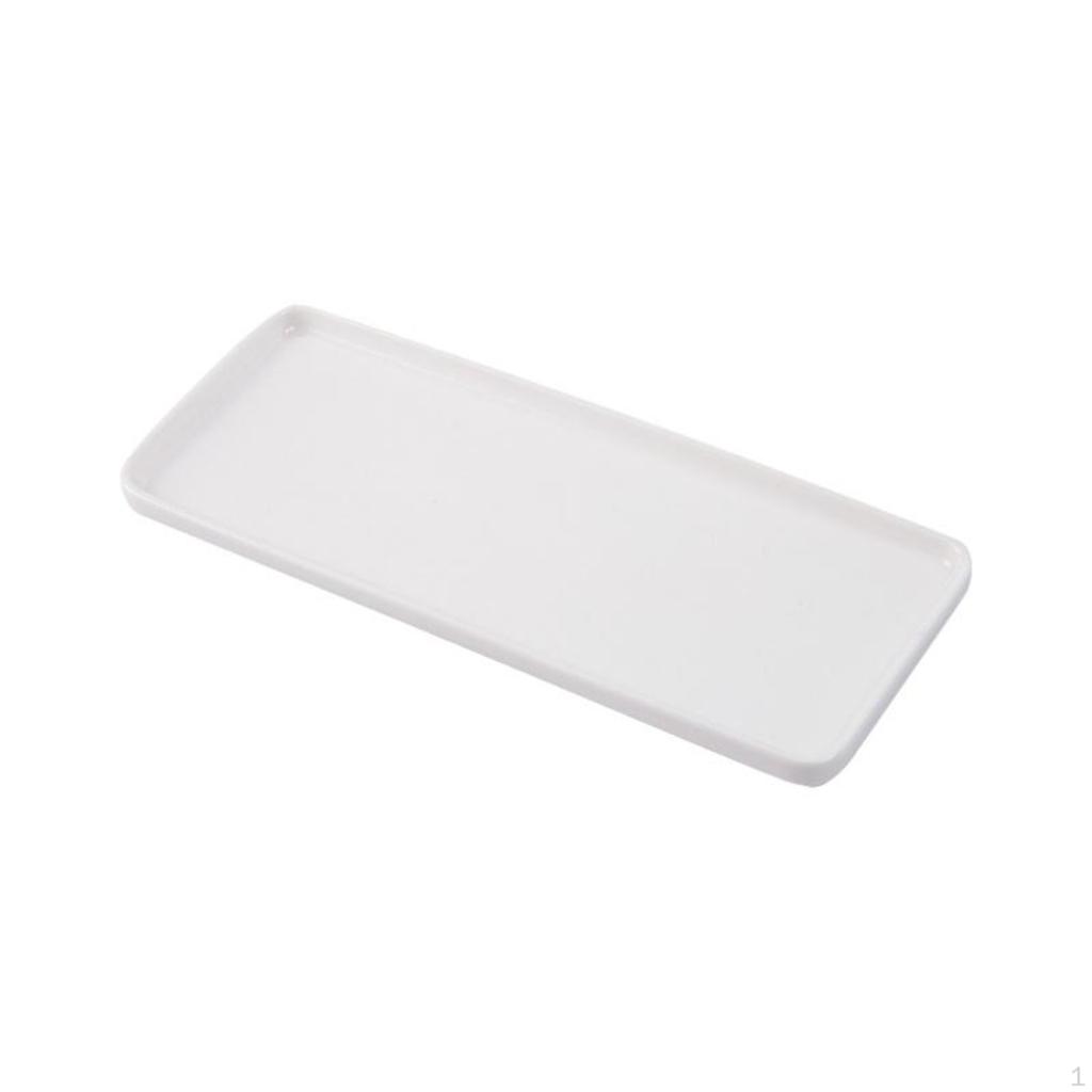 Ceramic Rectangular Tray, Vanity Organizer, Serving Snack Alabaster White Mouthwash Cup