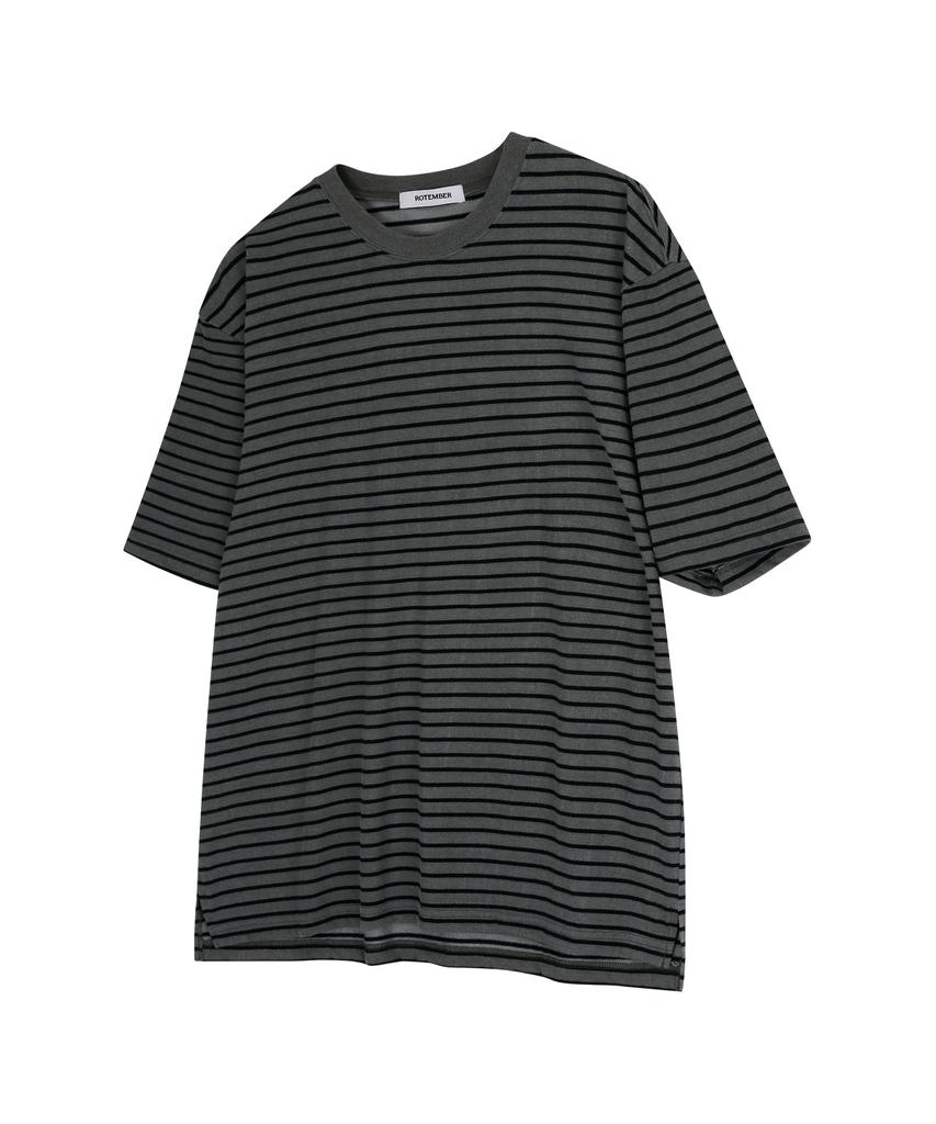 ROTEMBER Pigment Stripe Half T-Shirt [Charcoal]