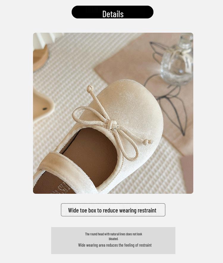 Girls' Korean Style Princess Shoes - Spring/Autumn Velvet Bowknot Flats