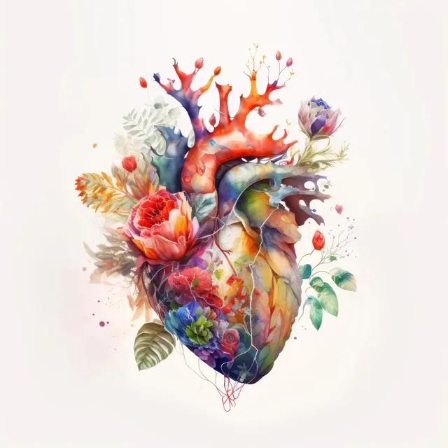 

Watercolor Flowers Anatomical Heart Brain Lungs Canvas Poster Artistic Wall Art Prints for Living Room Bedroom Decor 21X30CMNo Framed