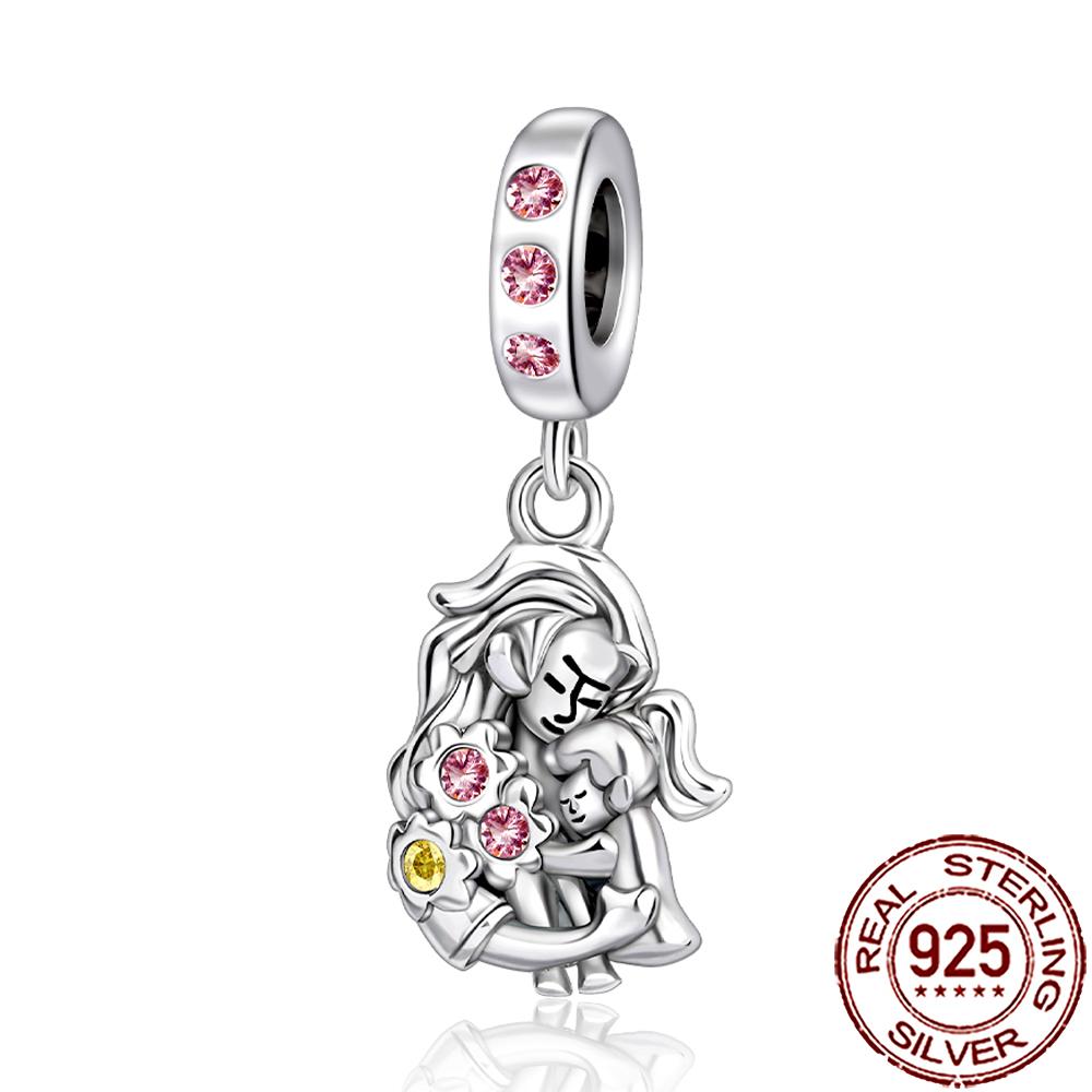 New Charms Copper Sister Daughter Mum Mother Family Love Heart Beads Fit Origina Bracelet Necklace Diy Jewelry