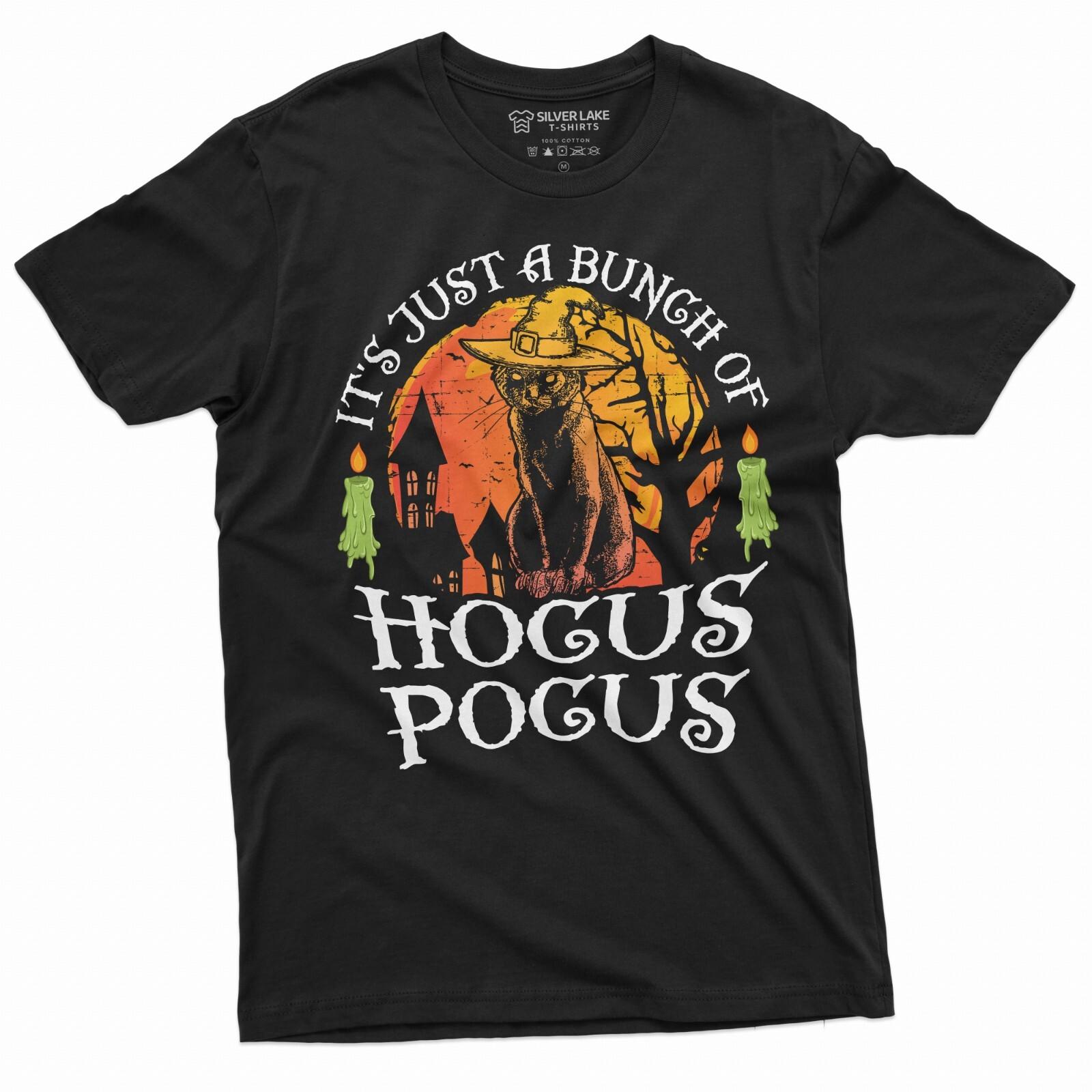 Hocus Pocus Shirt Funny Halloween T-Shirt Mens Womens Tees Top Halloween Party Tee Halloween Cat Tee M