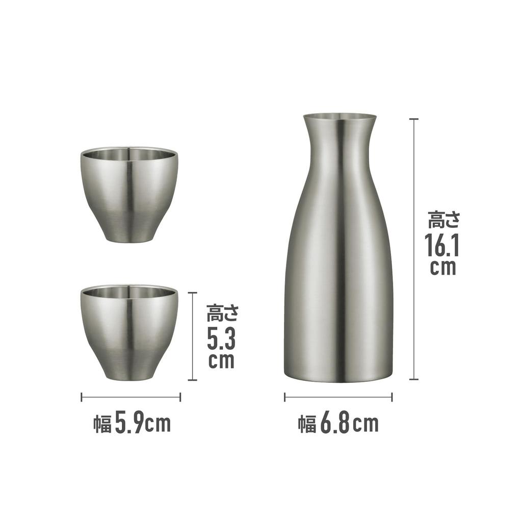 Peacock Tokkuri and Ochoko Set for Hot and Cold Vacuum Insulates for Hot and Cold Dishwasher Stainless XA (Sake Cup) (Sake Cup) Sake, Double-Layered